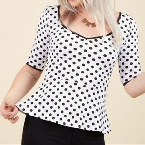 Rock Steady Black and White Polka Dot Blouse